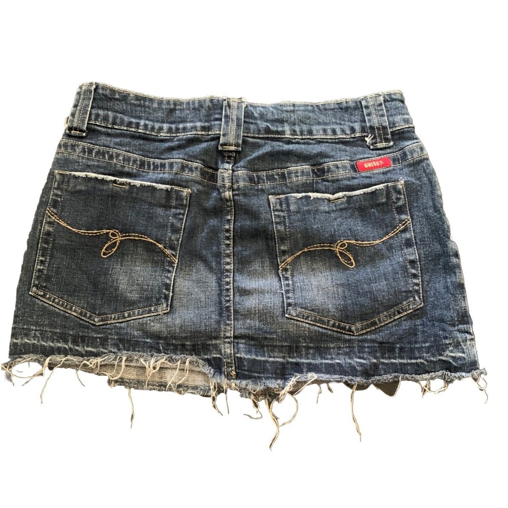 Guess Jeans Womens Size 28 Vintage Denim Cut-Off Mini Skirt Y2K Indie Sleeze
